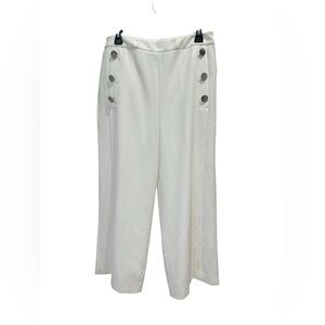 Dkny White Wide Leg Pants with High Waist Size 10
